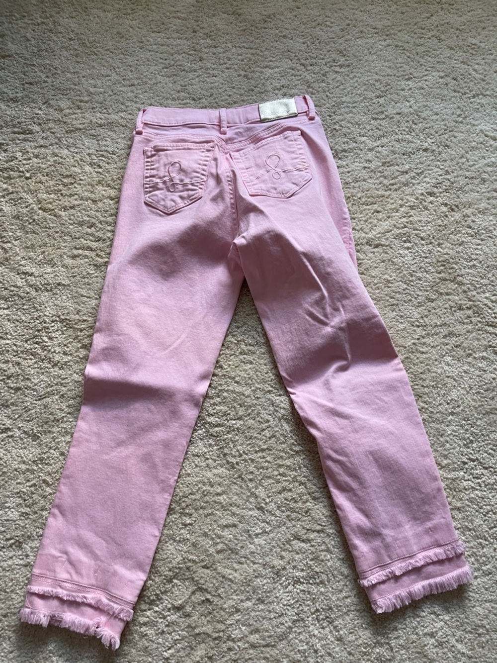 Lilly Pulitzer Light Pink Cropped Frayed-Hem Jeans